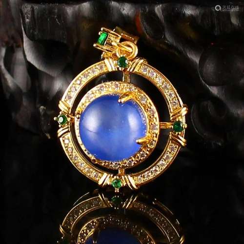 Beautiful Chinese Gilt Gold Pure Silver Inlay Ruby Pendant