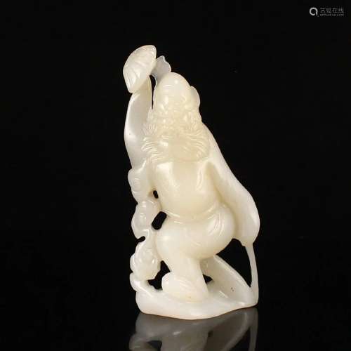 Qing Hetian Jade Mythological Figure Zhongkui Statue