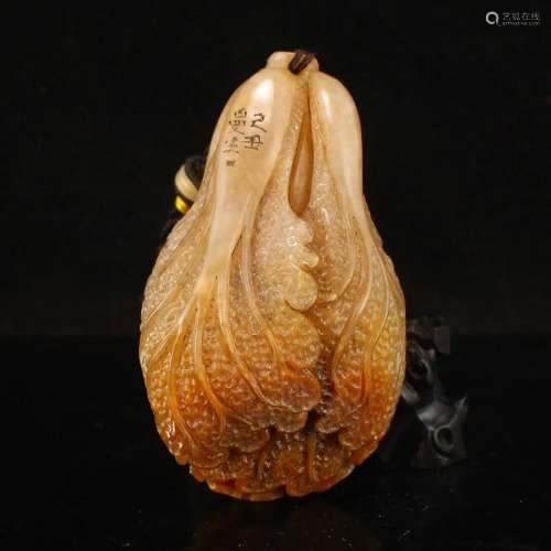 Vintage Chinese Shoushan Stone Fortune Cabbage Pendant