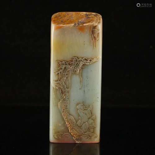 Vintage Chinese Shoushan Stone Low Relief Seal