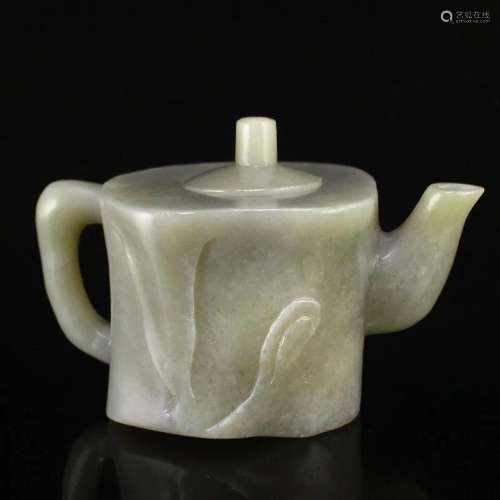 Chinese Natural Hetian Jade Teapot
