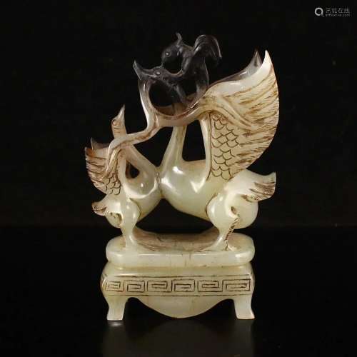 Vintage Chinese Hetian Jade Divine Bird Statue