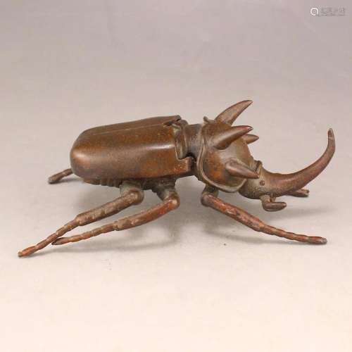 Vivid Chinese Red Copper Beetle Statue