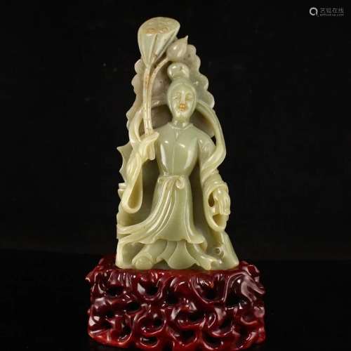 Vintage Chinese Hetian Jade Mythology Figure Statue