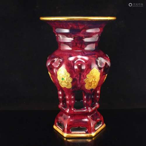 Inlaying Gold Edge Variable Glaze Sheep Head Porcelain Vase