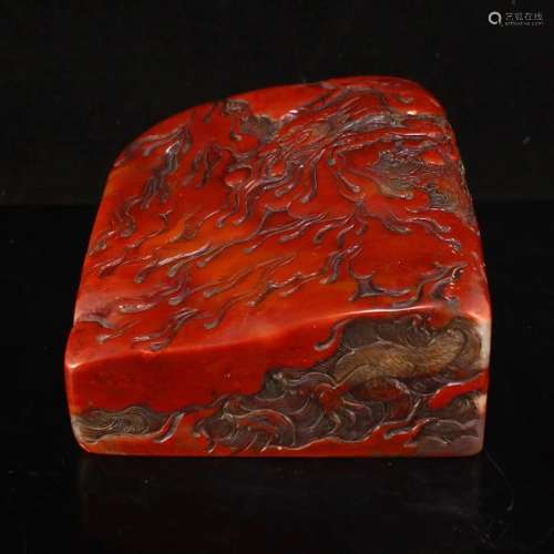 Vintage Chinese Shoushan Stone Lucky Dragon Seal