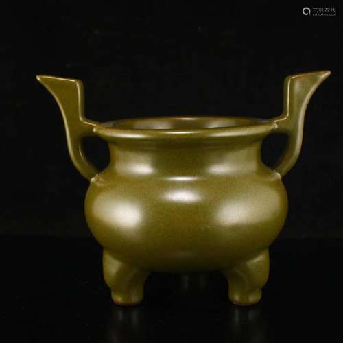 Tea Dust Glaze Double Ears Porcelain Incense Burner