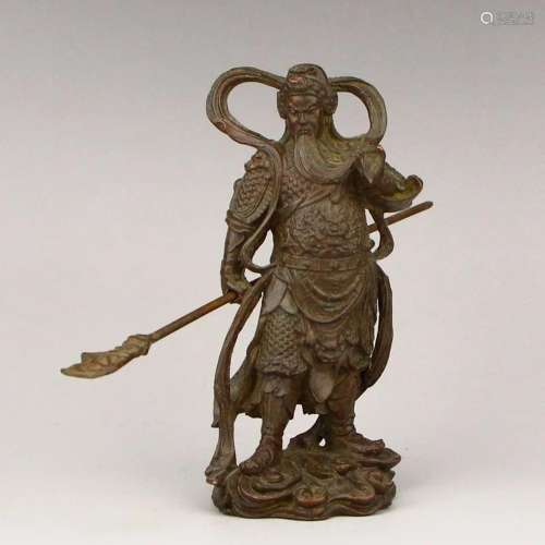 Chinese Red Copper General Guangong Statue
