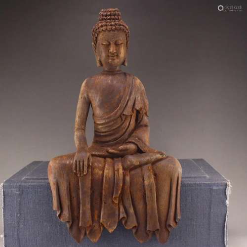 Qing Dy Bamboo Root Carved Sakyamuni Buddha Statue