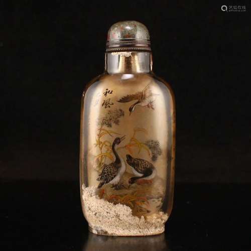Superb Qing Crystal Inside Painting Snuff Bottle