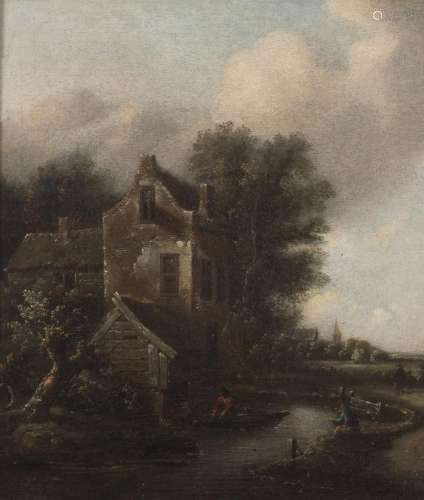 KLAES MOLENAER (1630-1676) Paysage Huile sur toile. Signée e...