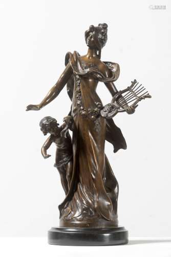 LOUIS AUGUSTE MOREAU (1855-1919) Mélodie Bronze à patine bru...