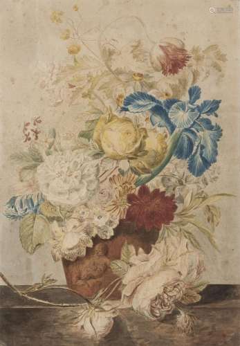 ATTRIBUÉ À ADRIANA VAN RAVENSSWAY (1816-1872) Bouquet de fle...