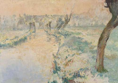 JULES MERCKAERT (1872-1924) Paysage, 1918 Huile sur toile. S...