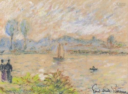 PAUL ÉMILE PISSARO (1884-1972) Paysage Pastel sur papier. Si...