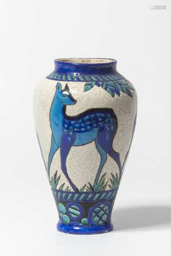 CHARLES CATTEAU (1880-1966) Vase En faïence. Signé. Tampon. ...