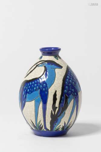 CHARLES CATTEAU (1880-1966) Vase En faïence. Tampon. Vaas. I...