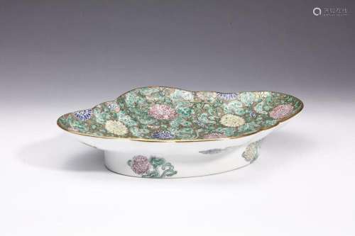 Chinese Art A lobed shaped porcelain tray bearing a four cha...