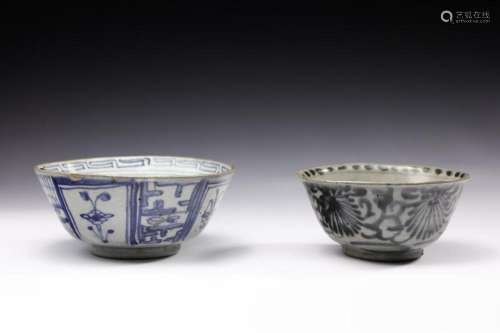 Chinese Art Two blue and white folk pottery bowls China, Min...