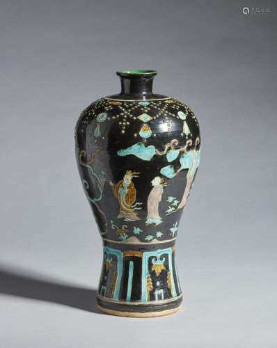 Chinese Art A Fahua pottery meiping China, 20th century