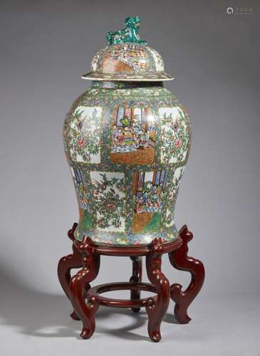 Chinese Art A monumental Canton porcelain potiche and cover ...