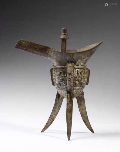 Chinese Art A bronze archaic style jue shaped ritual vessel ...