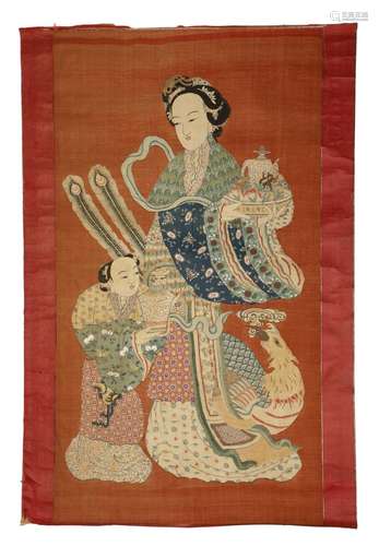 Chinese Art Woman with baby China, Qing 20th century