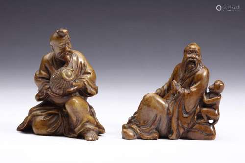 Chinese Art Two soapstone carvings depicting old men China, ...