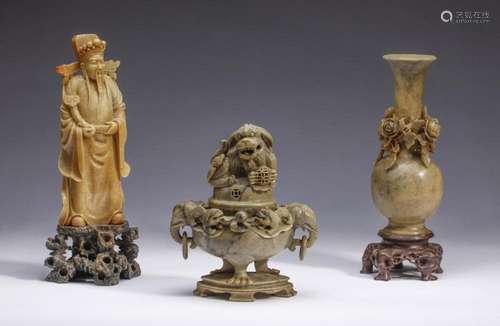 Chinese Art A group of three soapstone carvings China, 20th ...