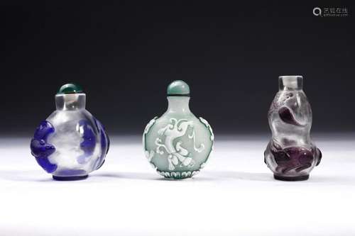 Chinese Art A group of three Beijing glass snuff bottles Chi...