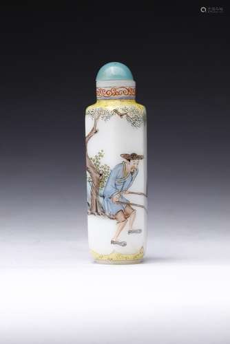 Chinese Art A figurative painted glass snuff bottle bearing ...