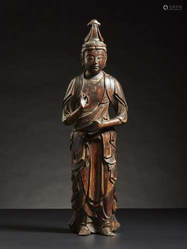 Chinese Art A wooden figure of Guanyin Japan, 19th century