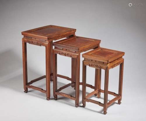 Chinese Art A set of three hardwood nest tables China, 19th ...