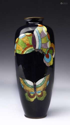 Japanese Art A meiping guilloche cloisonnè vase decorated wi...