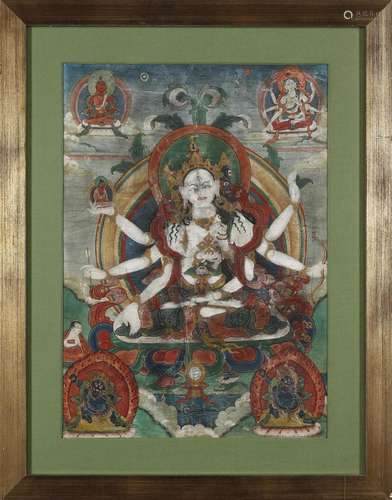 Himalayan Art A thangka depicting Ushnishavijaya Nepal, late...