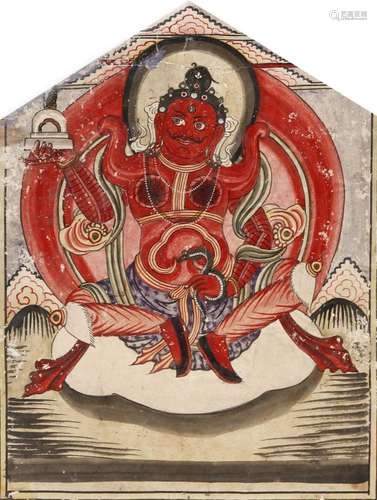 Himalayan Art A small painting depicting the Lokapala Virupa...