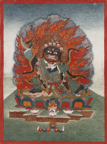 Himalayan Art Thangka on silk depicting Bernagchen Mahakala ...