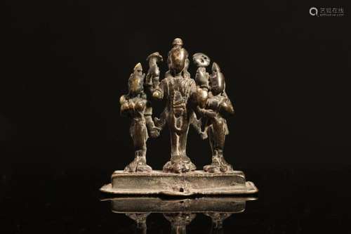 Himalayan Art A bronze triptych depicting Vishnu and his spo...