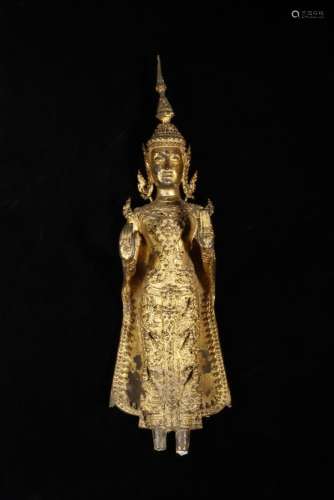 South-Est Asian Art A bronze lacquered Rattanakosin standing...