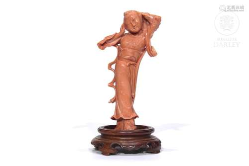 Coral figure "Lady with a fan", China, first third...