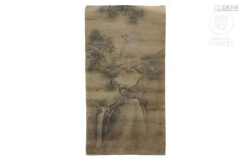 Chinese painting "Pine and Eagle", Qing dynasty.