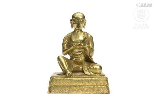 Gold plated bronze Buddha, Qing dynasty.