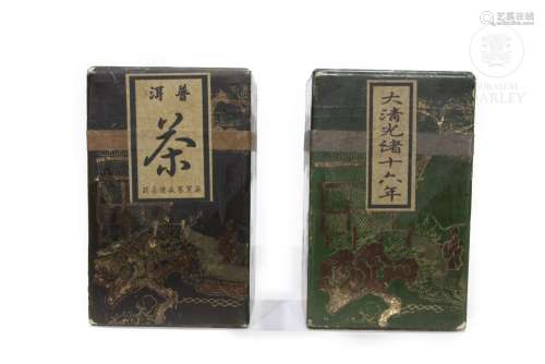 Lot of two boxes with tea, end of the 19th century