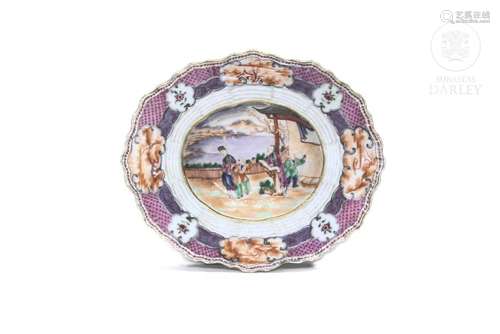 Enameled porcelain plate, 20th century