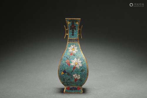 Cloisonne Square Vase, Jingtai Year Made