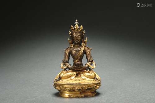 Gilt Bronze Statue of Medicine Buddha, Early Qing Dynasty