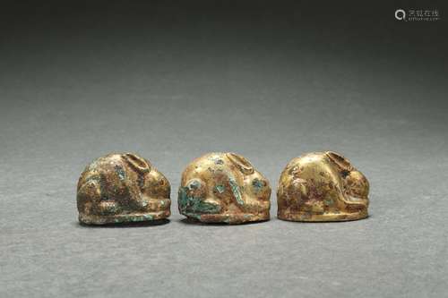 A Group Gilt Bronze Animal-shaped Paperweights