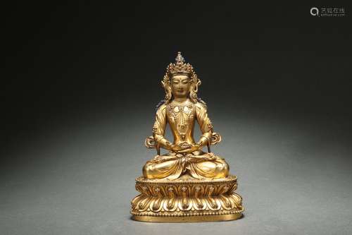 Gilt Bronze Statue of Amitayus Buddha