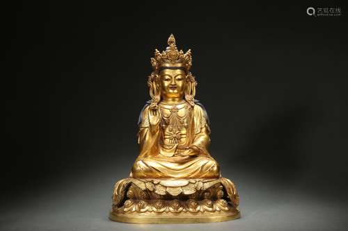 Gilt Bronze Statue of Woman Buddha