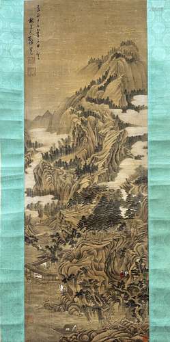 Landscape, Silk Hanging Scroll, Wu Zhen